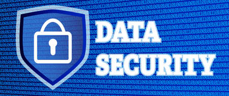 data security or data protection illustration with glowing binary code and padlockの写真素材