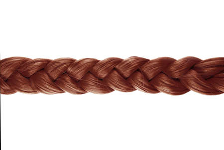 blond plait or braid of brown hair isolated on white background