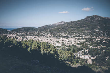 high angle view of town of Soller, Mallorca, Spain