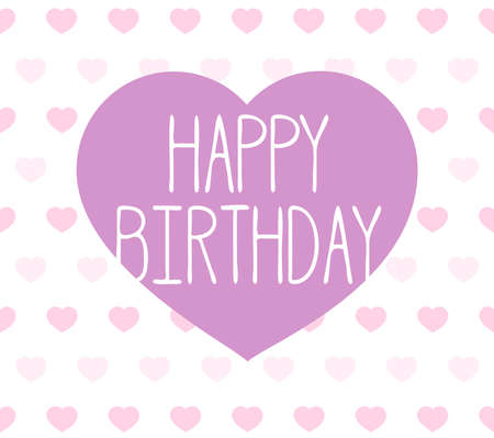 happy birthday greeting card with heart shapes illustrationの写真素材