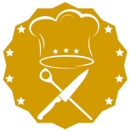 crossed kitchen knife, cooking spoon and toque cooking icon vector illustrationのイラスト素材