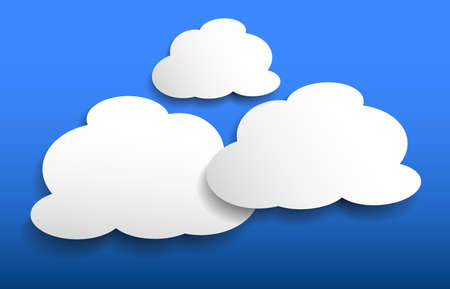 white cloud shapes on blue background vector illustration