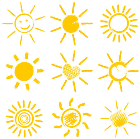 set of orange sun icons vector illustrationの写真素材