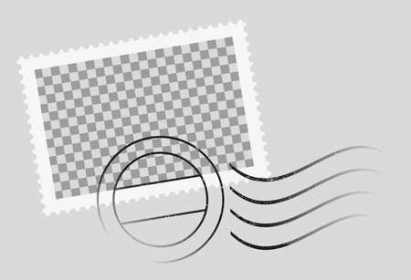 postmarked postage stamp template with date stamp vector illustrationの写真素材