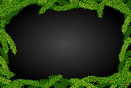 christmas background surrounded by fir or pine branches vector illustrationのイラスト素材