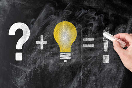 finding solution for problem and innovation concept on blackboardの写真素材