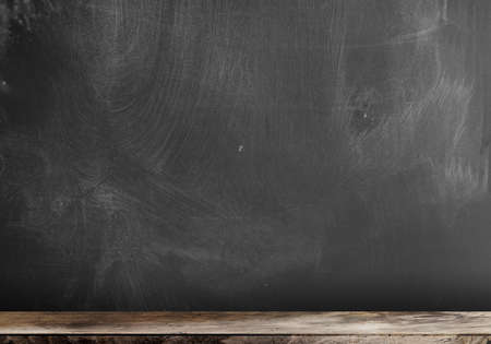 smudged blackboard or chalkboard background with wooden tray template