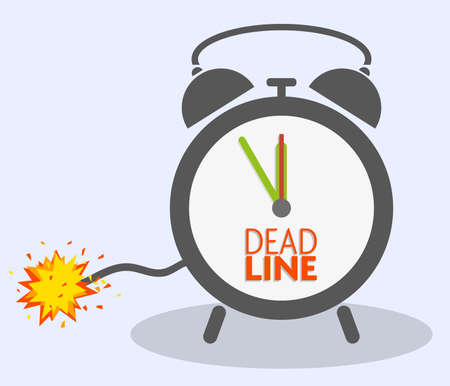 deadline concept with blasting fuse on classic alarm clock vector illustrationのイラスト素材