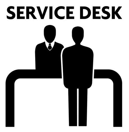 simple flat service desk icon customer and service employee vector illustrationのイラスト素材