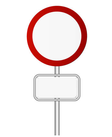 round red and white traffic prohibition sign on pole vector illustrationのイラスト素材