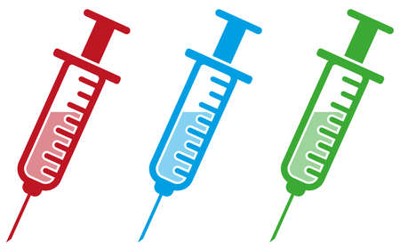set of syringe icons in different colors vector illustrationのイラスト素材