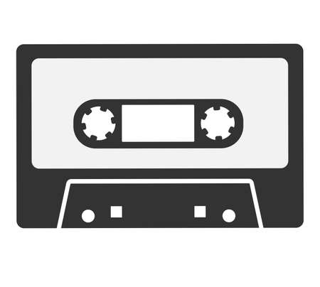 simple flat black and white audio cassette icon or symbol vector illustrationのイラスト素材