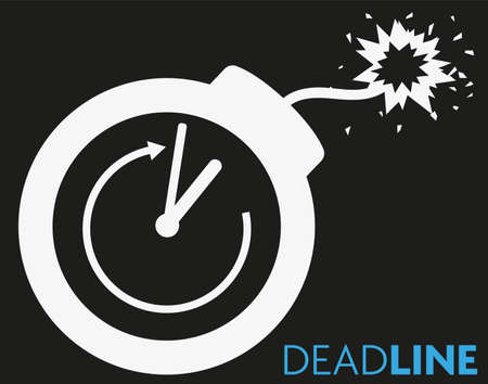 deadline concept icon with clock and blazing fuse vector illustrationのイラスト素材