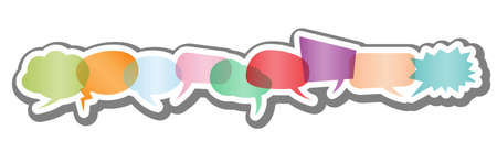 set of pastel colored comic speech bubbles or speech balloons on white background vector illustrationのイラスト素材