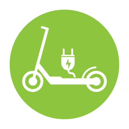 electric push scooter e-scooter symbol with plug vector illustrationのイラスト素材