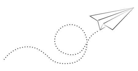 simple paper plane and spiral flight path vector illustrationのイラスト素材