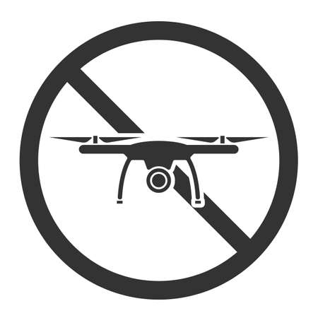 drones not allowed, drone prohibition sign or icon vector illustrationのイラスト素材