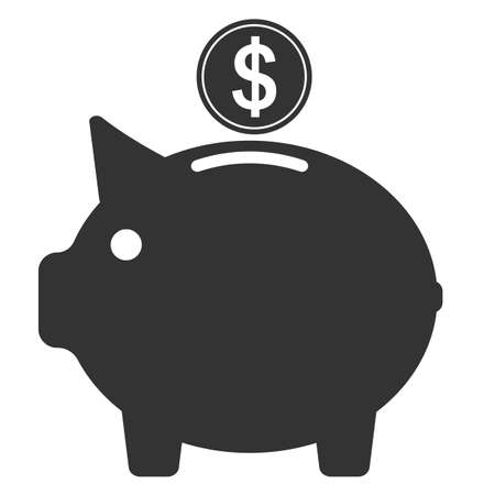 simple flat black and white piggy bank icon vector illustrationのイラスト素材