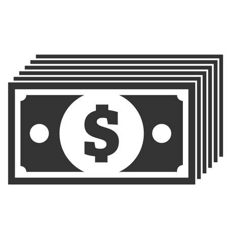stack of dollar bills, simple black and white banknote icon vector illustrationのイラスト素材