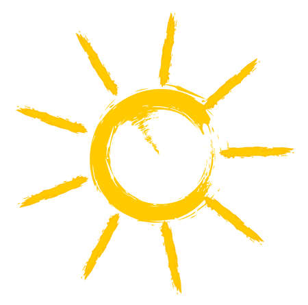 bright orange yellow sun icon or symbol vector illustrationのイラスト素材