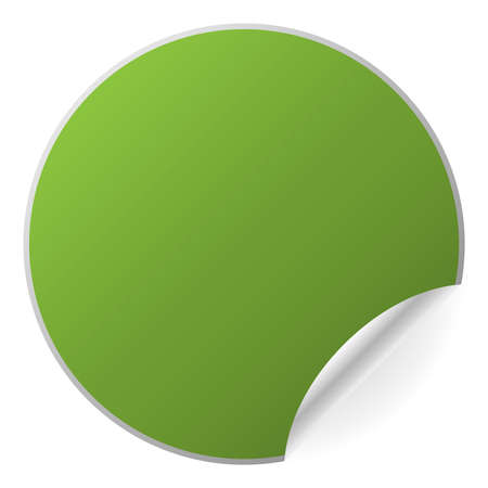 blank empty round label or sticker with curled up side and transparent shadow vector illustrationのイラスト素材