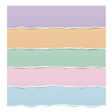 layered slips of torn paper in differen colors vector illustrationのイラスト素材
