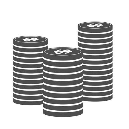 stacks of coins, black and white money icon vector illustrationのイラスト素材