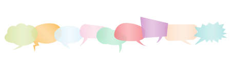 set of pastel colored comic speech bubbles or speech balloons on white background vector illustrationのイラスト素材