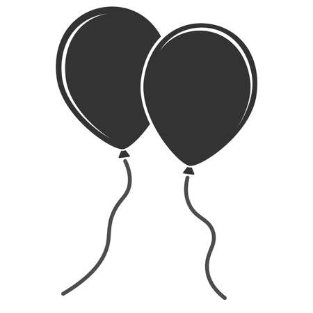 simple flat black and white balloon icon vector illustrationのイラスト素材
