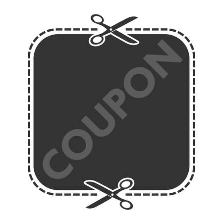 cutout coupon template with dashed or dotted line and scissors symbol vector illustrationのイラスト素材