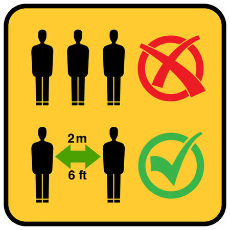keeping social distance during coronavirus covid-19 pandemic sign vector illustrationのイラスト素材