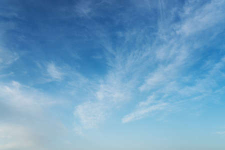 beautiful blue sky with cirrostratus clouds on sunny day background