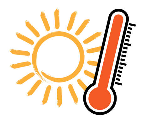 summer heat icon or symbol, thermometer and sun vector illustrationのイラスト素材