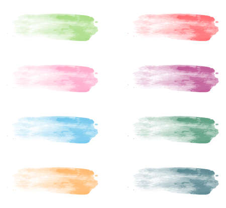 collection of pastel watercolor brush strokes isolated on white background vector illustrationのイラスト素材