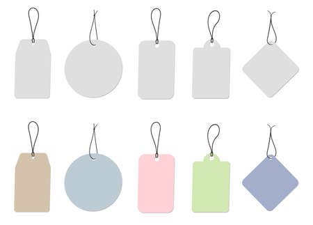 collection of cardboard labels or price tags isolated on white background vector illustrationのイラスト素材