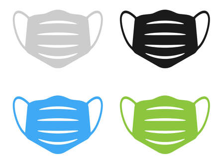 medical face mask or protectice face covering icon set vector illustrationのイラスト素材