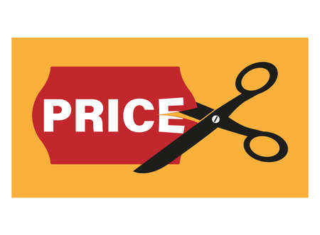 price cut discount symbol with price tag cut in half vector illustrationのイラスト素材