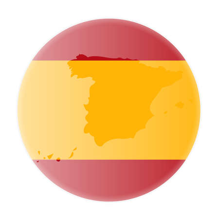 round spanish flag and map of spain outline sticker or badge vector illustrationのイラスト素材