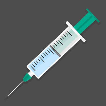 drawn up syringe with vaccine shot or other medicine vector illustrationのイラスト素材