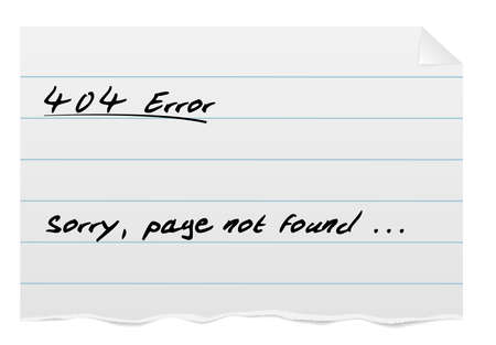 404 error page template, torn piece of ruled paper from notepad with handwritten text vector illustrationのイラスト素材