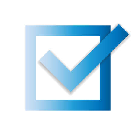Blue checkbox with checkmark isolated on whiteのイラスト素材