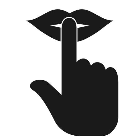 index finger on lips or mouth icon, be quiet or silent symbol vector illustrationのイラスト素材