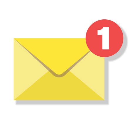 new mail or new message icon with yellow envelope vector illustrationのイラスト素材