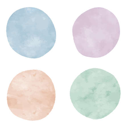 collection of round pastel watercolor shapes, vector illustration design elementsのイラスト素材
