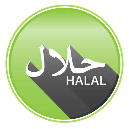 green round HALAL sticker or label with arabic script for word halalのイラスト素材