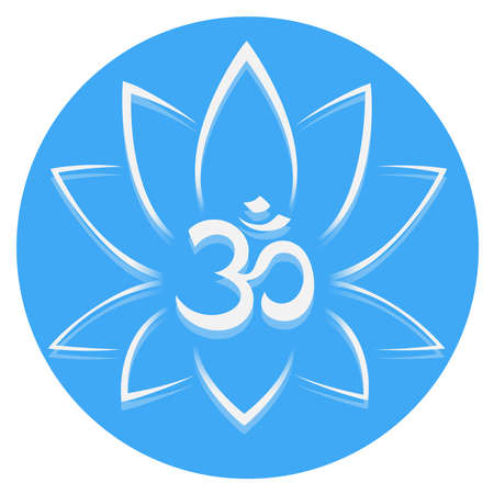 abstract lotus flower and Om symbol, vector illustration