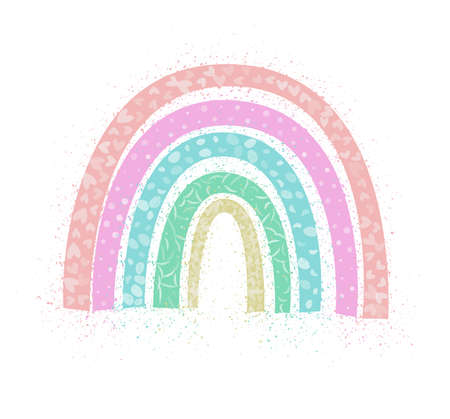modern design pastel colored rainbow with ink splatter isolated on white background, vector illustrationのイラスト素材