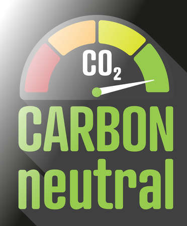 carbon neutral sign or label with red to green gauge, vector illustrationのイラスト素材