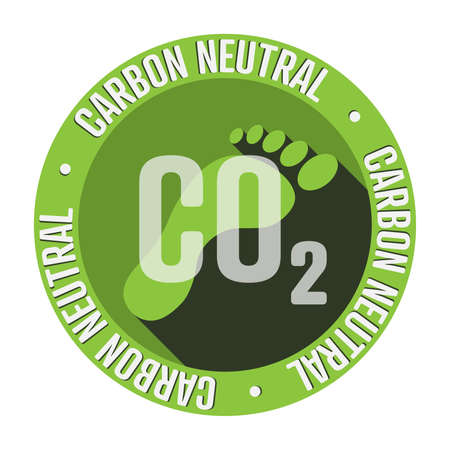 round green carbon neutral symbol with footprint, vector illustrationのイラスト素材