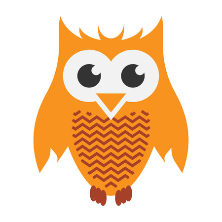 friendly colorful comic owl isolated on white background, vector illustrationのイラスト素材